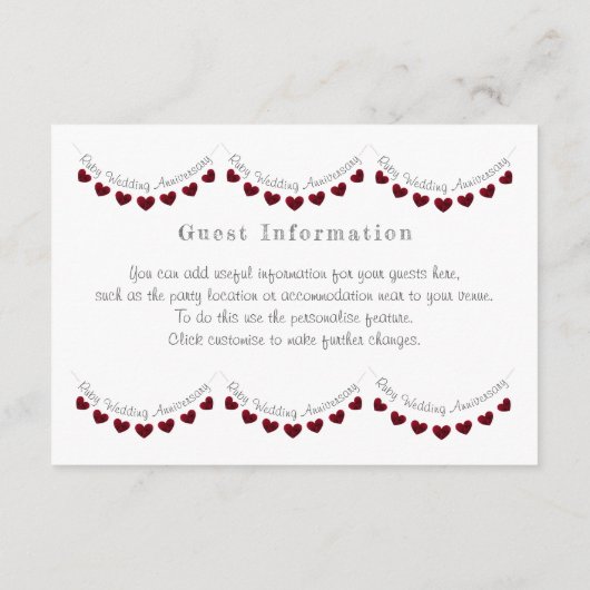 第40回Rubyの結婚記念日パーティー/ゲスト詳細 エンクロージャーカード (裏面)