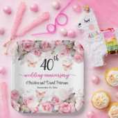 第40回Rubyの結婚記念日赤面バラ ペーパープレート (パーティー)