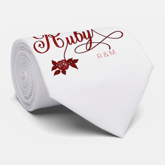 第40回Rubyの記念日と日付とイニシャル ネクタイ (ロール)