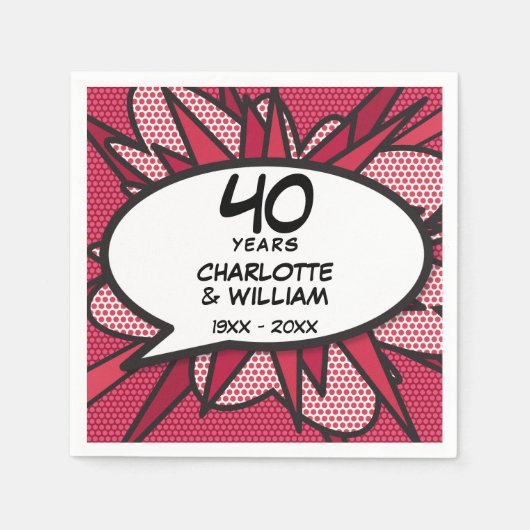 第40回Rubyの記念結婚おもしろいレトロ漫画本 スタンダードカクテルナプキン (正面)