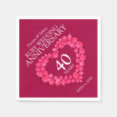 第40回Rubyの40結婚年ハート名前をカスタムする スタンダードカクテルナプキン (正面)