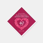 第40回Rubyの40結婚年ハート名前をカスタムする スタンダードカクテルナプキン (角)