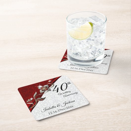 第40回Rubyフローラ結婚記念日💞 スクエアペーパーコースター (インサイチュ)