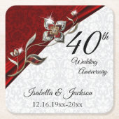 第40回Rubyフローラ結婚記念日💞 スクエアペーパーコースター (正面)