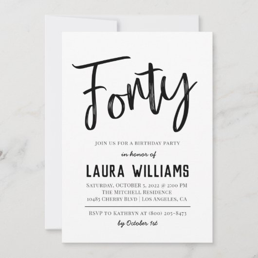 第40回Script Word誕生日招待状 招待状 (正面)