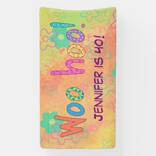 第40回WooHooの名前バナパーソナライズされたー 横断幕 (縦)