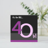 第40大きい4Oh! 誕生日のパーティの招待状-ピンク 招待状 (スタンド正面)