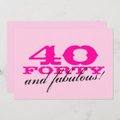 第40女性のためのバースデーパーティ招待状 招待状 (正面/裏面)