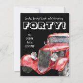 第40彼のための誕生会-クラシックは車を改造します 招待状 (正面)