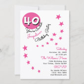 第40期ピンクハッピーバースデー名前をカスタムする招待状 招待状 (正面)