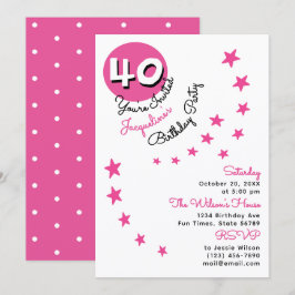 第40期ピンクハッピーバースデー名前をカスタムする招待状 招待状