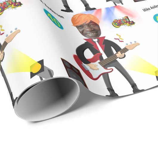 第40期🎸🤣ロックスター誕生日ギターファンキーおもしろい ラッピングペーパー (ロールコーナー)