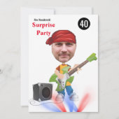 第40期🎸🤣ロックスター誕生日ギターファンキーおもしろい 招待状 (正面)