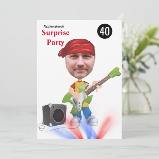 第40期🎸🤣ロックスター誕生日ギターファンキーおもしろい 招待状 (スタンド正面)