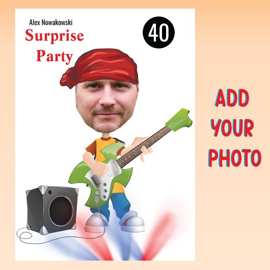 第40期🎸🤣ロックスター誕生日ギターファンキーおもしろい 招待状