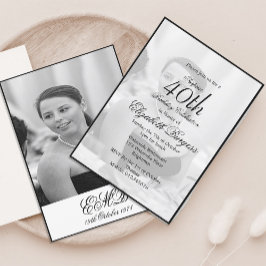 第40期優良写真エレガントモノグラム誕生日 招待状