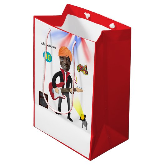 第40期男子ロックスター🎸ファンキー誕生日 ミディアムペーパーバッグ (正面アングル)