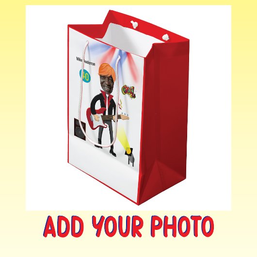 第40期男子ロックスター🎸ファンキー誕生日 ミディアムペーパーバッグ