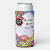 第40期男子誕生日バートボーイおもしろい顔切り抜き スリム缶クーラー (Seltzer裏面)