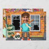 第40期男子誕生日バートボーイおもしろい顔切り抜き 招待状 (正面/裏面)