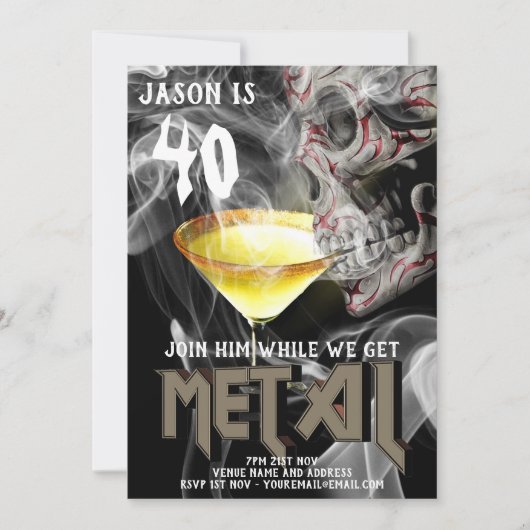 第40期重金属誕生日招待状ギターゴシック 招待状 (正面)