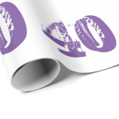 第40白の誕生日の、紫色および白い文字 ラッピングペーパー (ロールコーナー)