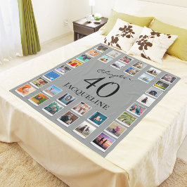 第40章グレーブラック40歳の誕生日の写真 フリースブランケット