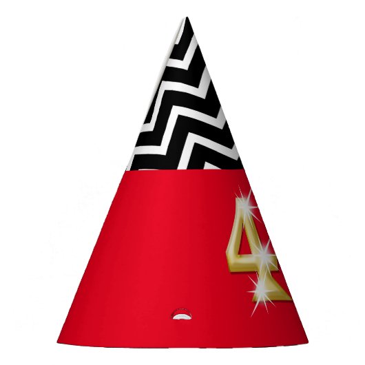 第40第40誕生日の赤い金ゴールドの白黒 パーティーハット (左)