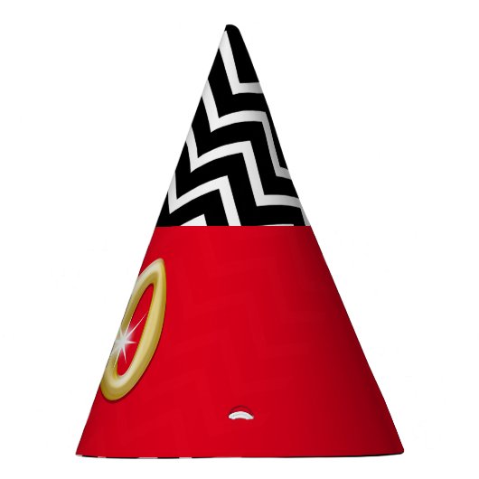 第40第40誕生日の赤い金ゴールドの白黒 パーティーハット (右)