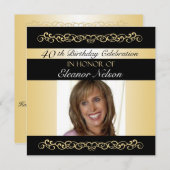 第40第49写真を持つバースデーパーティ招待状 招待状 (正面/裏面)