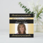 第40第49写真を持つバースデーパーティ招待状 招待状 (スタンド正面)