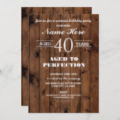 第40第50第60年齢の誕生会の木製の招待 招待状 (正面/裏面)