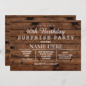 第40第50第60誕生会の木製の驚きの招待 招待状 (正面/裏面)