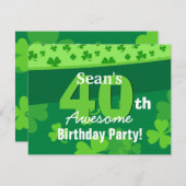 第40素晴らしい誕生日の緑のシャムロックG002E 招待状 (正面/裏面)