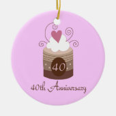 第40結婚式のかわいいカップケーキのためのギフト セラミックオーナメント (正面)