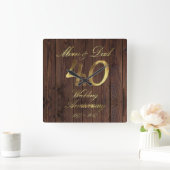 第40結婚記念日のルビー色の結婚式親 スクエア壁時計 (ホーム)