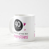 第40結婚記念日の蝶のためのギフト コーヒーマグカップ (正面左)