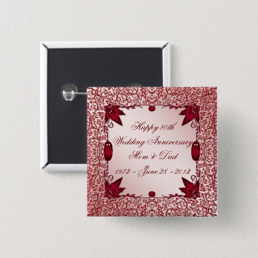 第40結婚記念日ボタン 缶バッジ (正面&裏面)