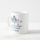 第40結婚記念日彼の彼女の物フクロウのギフトのマグ コーヒーマグカップ (正面左)