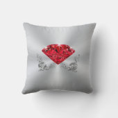 第40記念日のためのパーソナライズな写真のルビー色のギフト クッション (裏面)