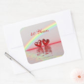 第40記念日のルビーのハート スクエアシール (封筒)