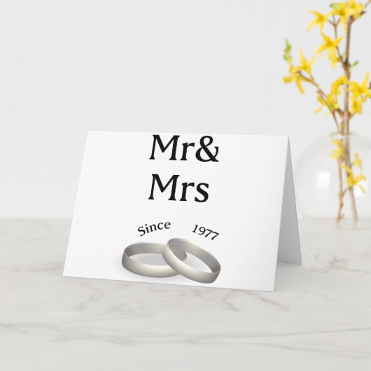 第40記念日の一致の氏。 そして夫人。 1977年以来 カード (黄色い花)