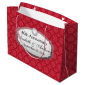 第40記念日の結婚記念日のルビー色の赤Z06 ラージペーパーバッグ (裏面アングル)