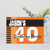 第40誕生会のオレンジおよび黒いストライプ 招待状 (スタンド正面)