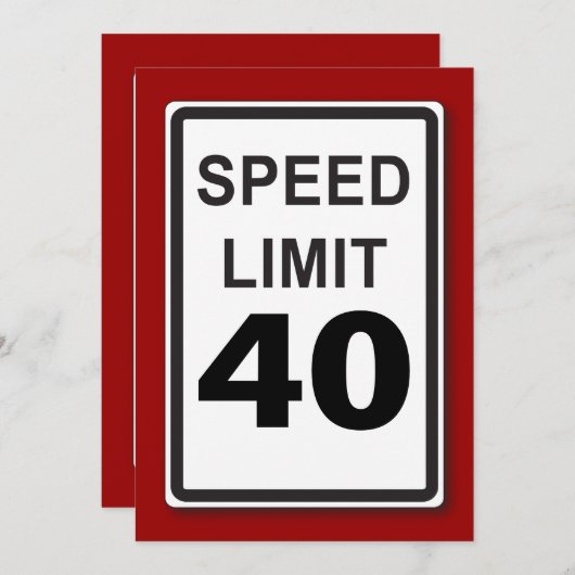 第40誕生会のカスタマイズ可能な制限速度の印 招待状 (正面/裏面)