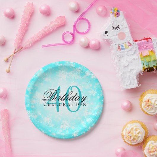 第40誕生会のターコイズの冬の不思議の国 ペーパープレート (パーティー)