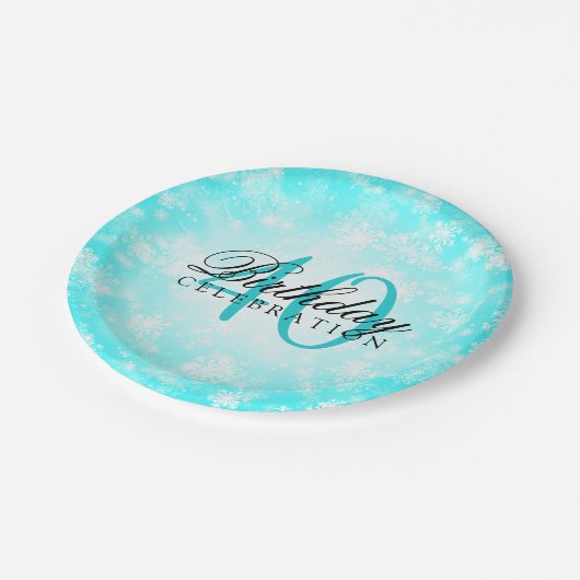 第40誕生会のターコイズの冬の不思議の国 ペーパープレート (アングル)