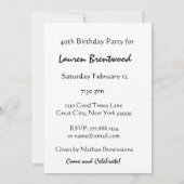 第40誕生会のピンクのバラおよびW1167蝋燭の 招待状 (裏面)