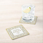 第40誕生会の金ゴールドおよび白い数パターン スクエアペーパーコースター (インサイチュ)