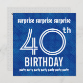 第40誕生会の青い白H421を驚かして下さい 招待状 (正面/裏面)